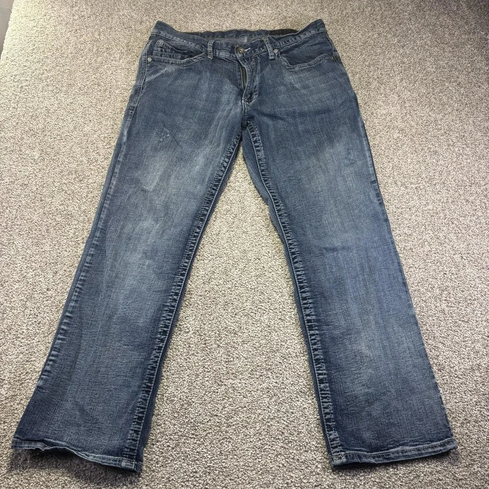 Axel Slim Boot Jeans Mens 34x30 Blue Medium Wash Slim Bootcut Denim Distressed